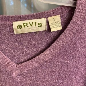Orvis Sweater, light purple, velvet to touch. Good condition!